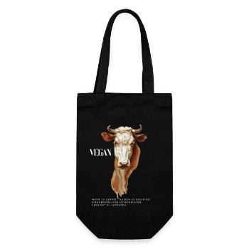 Vegan Kuh - Geschenkbeutel für Flaschen - Schwarz - Vorne