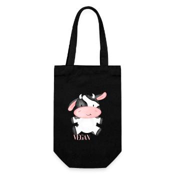 Dear vegan motif - Gift Bag for Bottles - black - Front