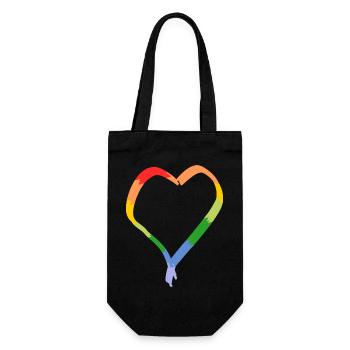 Regenbogenherz gezeichnet - Geschenkbeutel für Flaschen - Schwarz - Vorne