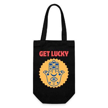 Get Lucky / Hamsa (Hand of Fatima) - Gift Bag for Bottles - black - Front