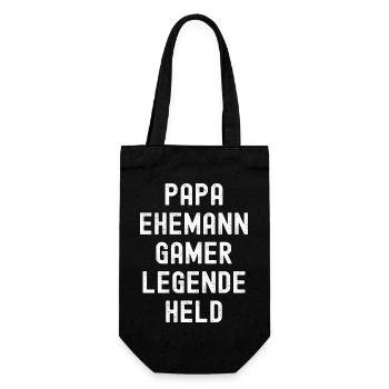 Papa Ehemann Gamer Legende Held Vater lustig - Geschenkbeutel für Flaschen - Schwarz - Vorne