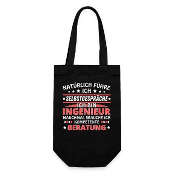 Ich führe Selbstgespräche - Ingenieur Edition - Geschenkbeutel für Flaschen - Schwarz - Vorne