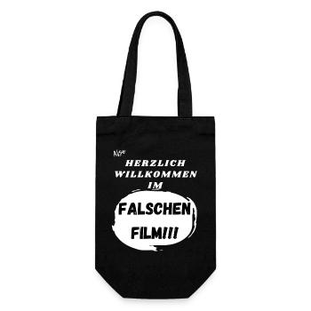 Herzlich willkommen im falschen Film. - Geschenkbeutel für Flaschen - Schwarz - Vorne
