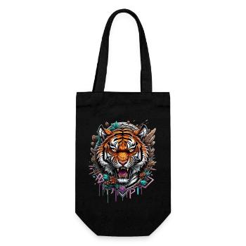 Graffiti Tiger - Geschenkbeutel für Flaschen - Schwarz - Vorne