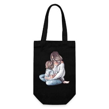 Mutter und Kind - Geschenkbeutel für Flaschen - Schwarz - Vorne