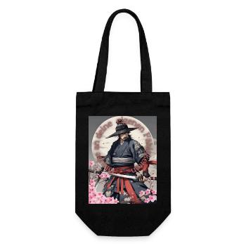 Samurai Krieger Schwertkämpfer Kirchblüten - Geschenkbeutel für Flaschen - Schwarz - Vorne