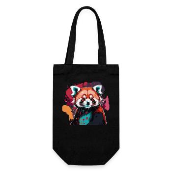 Red panda paint splater - Gift Bag for Bottles - black - Front