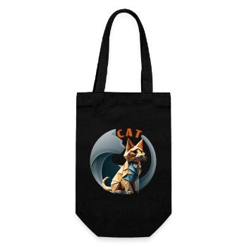 chat origami - Sac à bouteille - noir - Devant