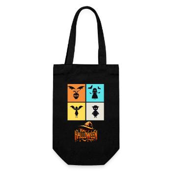 Quartett der Schrecken: Eine Halloween-Collage - Geschenkbeutel für Flaschen - Schwarz - Vorne