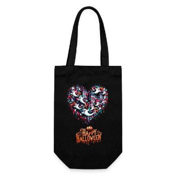 Pop Art Chibi Ghost Heart Halloween Tee - Gift Bag for Bottles - black - Front