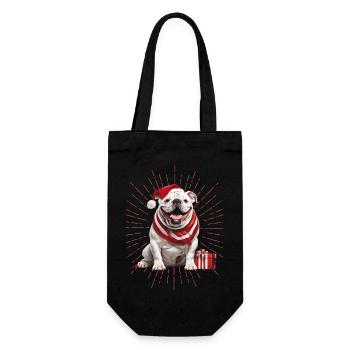 Bulldogge Frohe Weihnachten Hund Hunde - Geschenkbeutel für Flaschen - Schwarz - Vorne
