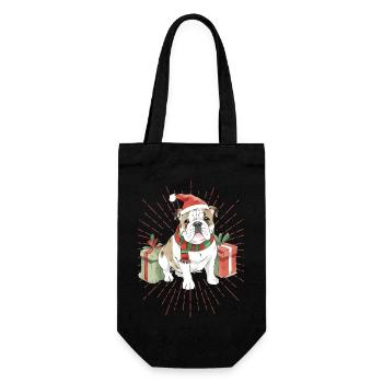 Bulldog Merry Christmas Dog Dogs - Gift Bag for Bottles - black - Front
