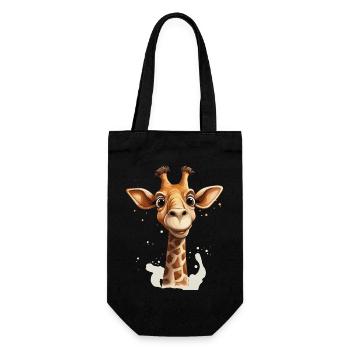 verrückte Giraffe - Geschenkbeutel für Flaschen - Schwarz - Vorne