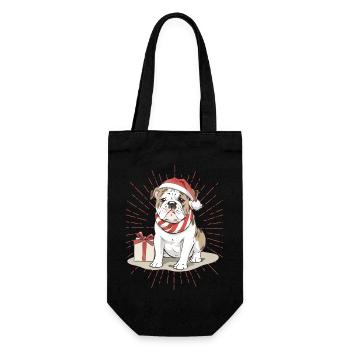 Bulldog Merry Christmas Dog Dogs - Gift Bag for Bottles - black - Front