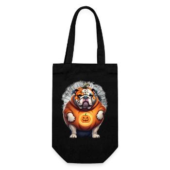 Bulldogge Halloween Hund HUNDE - Geschenkbeutel für Flaschen - Schwarz - Vorne