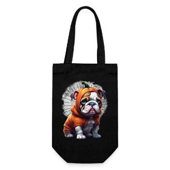 Bulldogge Halloween Hund HUNDE - Geschenkbeutel für Flaschen - Schwarz - Vorne