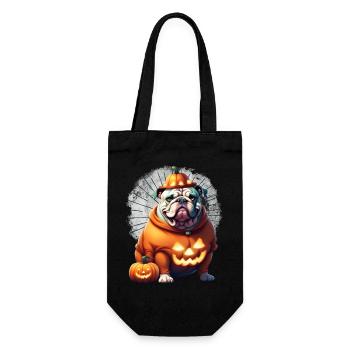 Bulldogge Halloween Hund Hunde - Geschenkbeutel für Flaschen - Schwarz - Vorne