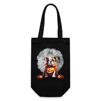 Bulldogge Halloween Hund HUNDE - Geschenkbeutel für Flaschen - Schwarz - Vorne