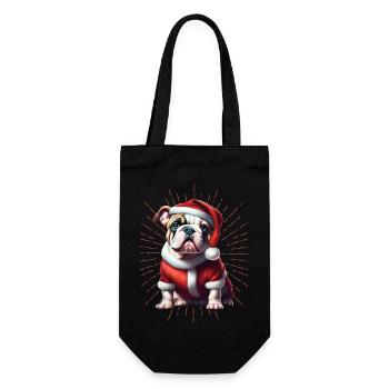 Bulldog Merry Christmas Dog Dogs - Gift Bag for Bottles - black - Front