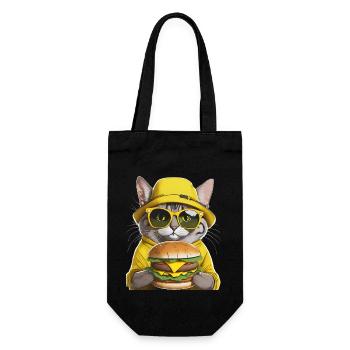 chat au chapeau jaune - Sac à bouteille - noir - Devant