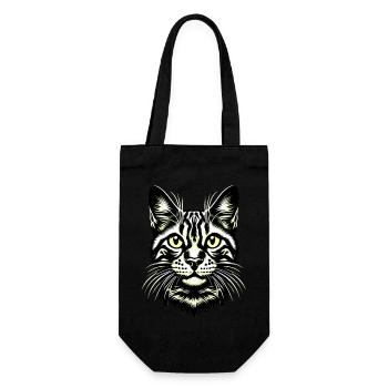 KatzengesichtKatze, Katzengesicht, Schnurren - Geschenkbeutel für Flaschen - Schwarz - Vorne