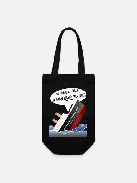 ja dann sinken wir halt... - Geschenkbeutel für Flaschen - Schwarz