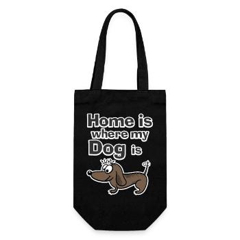 Home is where my Dog is - Geschenkbeutel für Flaschen - Schwarz - Vorne