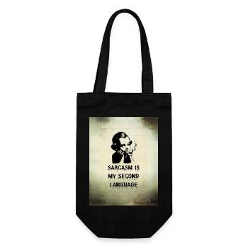 Sarcasm is my second language - Gift Bag for Bottles - black - Front