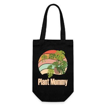 Plant Mommy Geschenk Pflanzenmama Zimmerpflanzen - Geschenkbeutel für Flaschen - Schwarz - Vorne