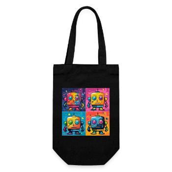 Playful Bot: A Pop Art, Fusion Robot. - Gift Bag for Bottles - black - Front