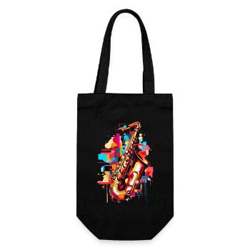 Jazz Fusion : T-shirt de saxophone abstrait - Sac à bouteille - noir - Devant