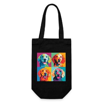 Pop-Art-Welpenparade: Buntes Hundegitter-T-Shirt - Geschenkbeutel für Flaschen - Schwarz - Vorne