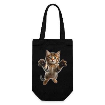Mignon petit chat qui saute - Sac à bouteille - noir - Devant