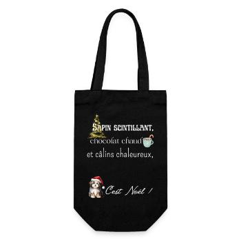 Sapin scintillant, chocolat chaud et câlins - Sac à bouteille - noir - Devant