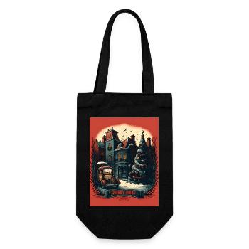 Vintage Christmas Street Scene - Gift Bag for Bottles - black - Front