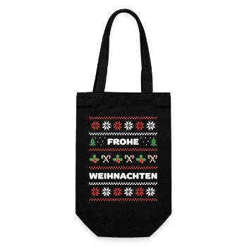 Frohe Weihnachten Weihnachtsoutfit Ugly christmas - Geschenkbeutel für Flaschen - Schwarz - Vorne