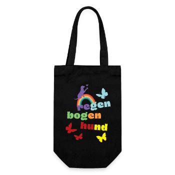 Regenbogenhund - Trauer ums Haustier - Freund - Geschenkbeutel für Flaschen - Schwarz - Vorne