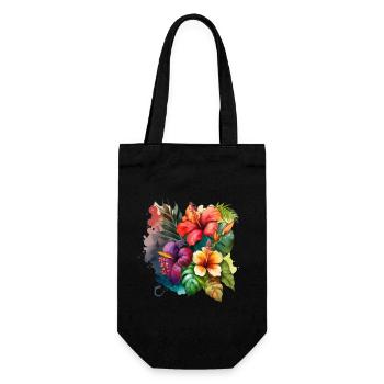 Tropical Flowers - Gift Bag for Bottles - black - Front