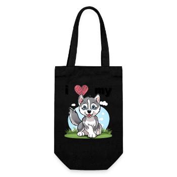 Petit Husky - Chiot loup - Sac à bouteille - noir - Devant