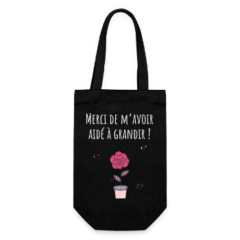 Merci de m’avoir aidé à grandir -cadeau nounou - Sac à bouteille - noir - Devant