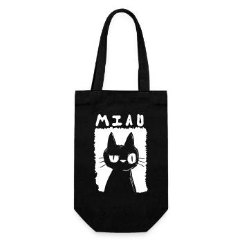 Miau - Geschenkbeutel für Flaschen - Schwarz - Vorne