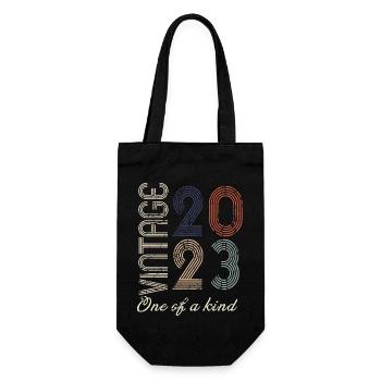 1. Jubiläum 2023 - Vintage-Retro-Geschenkidee - Geschenkbeutel für Flaschen - Schwarz - Vorne
