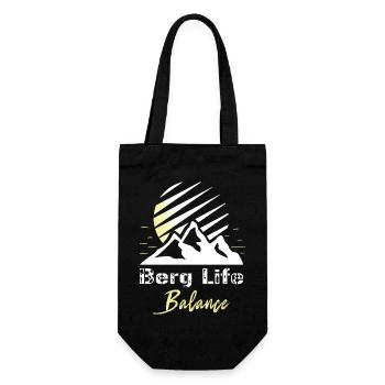 "Mountain Life Balance" - Mountains Hiking Alps - Gift Bag for Bottles - black - Front