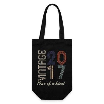 7th Anniversary 2017 - Vintage Retro Gift Idea - Gift Bag for Bottles - black - Front