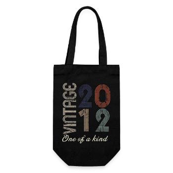 12th Anniversary 2012 - Vintage Retro Gift Idea - Gift Bag for Bottles - black - Front