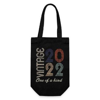 2nd Anniversary 2022 - Vintage Retro Gift Idea - Gift Bag for Bottles - black - Front