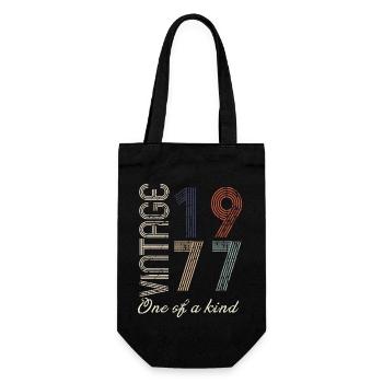 47. Geburtstag 1977 - Vintage Retro Geschenkidee - Geschenkbeutel für Flaschen - Schwarz - Vorne