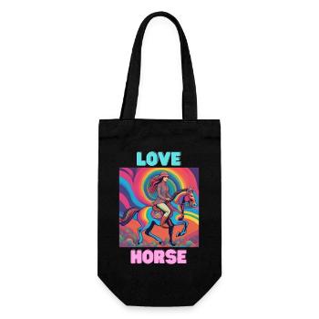 Horse Love - Geschenkbeutel für Flaschen - Schwarz - Vorne