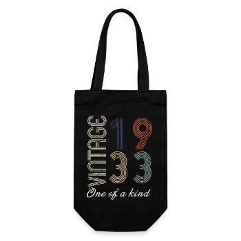 91st Birthday 1933 - Vintage Retro Gift Idea - Gift Bag for Bottles - black - Front