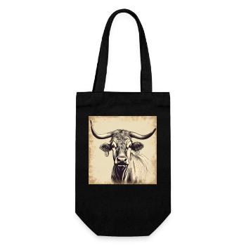 Vintage Kuh - Geschenkbeutel für Flaschen - Schwarz - Vorne